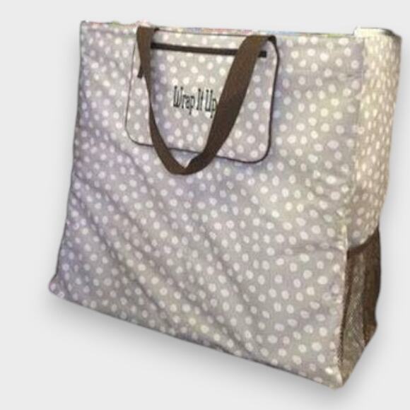 Thirty-One Room For Two Utility Tote Gray Dots Lots Dots and Zipper Pouch - Picture 3 of 7